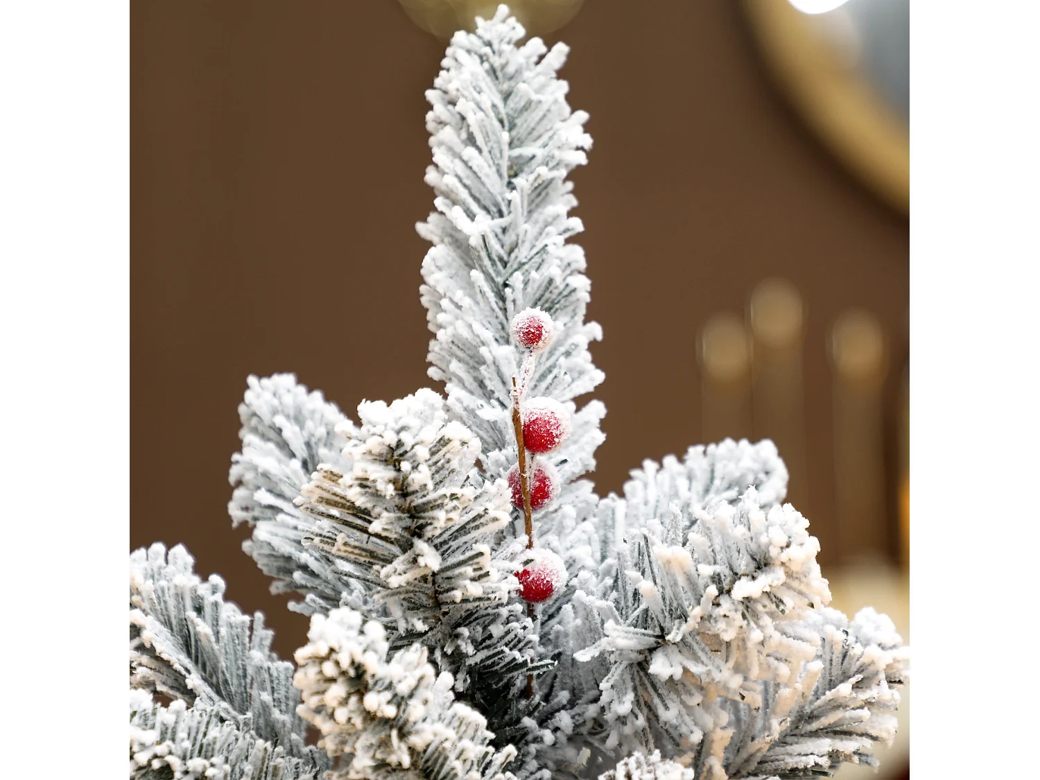 Mini albero di Natale alto 60 cm innevato con pigne e bacche