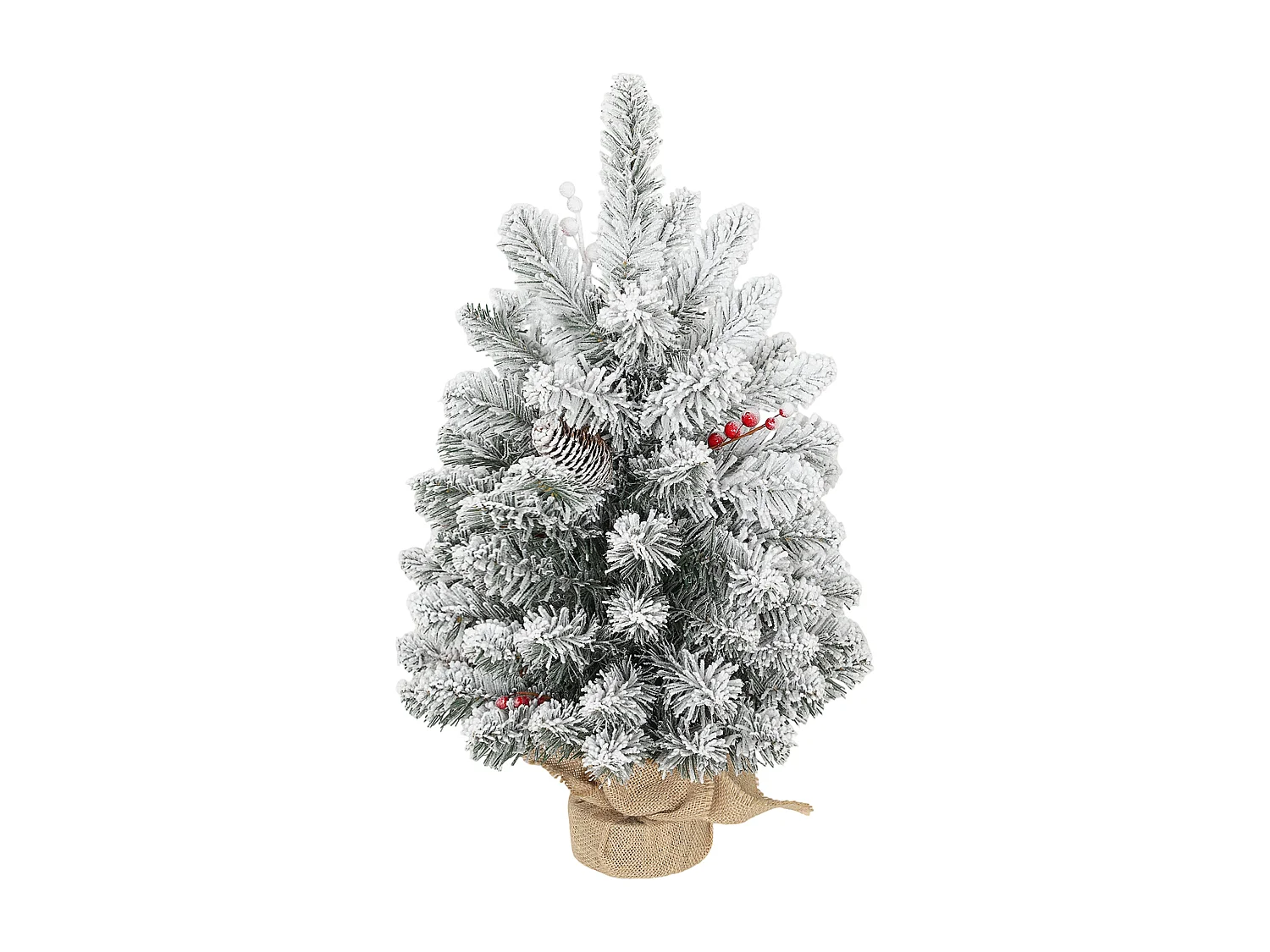 Mini albero di Natale alto 60 cm innevato con pigne e bacche