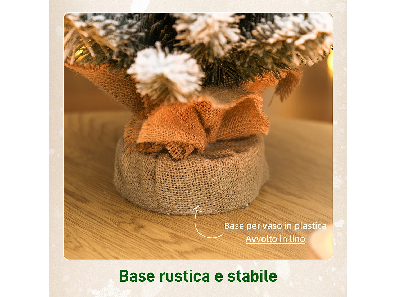 Mini albero di Natale alto 60 cm innevato con pigne e bacche