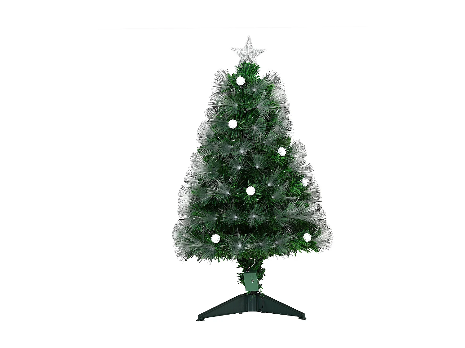 Albero di natale artificiale con led e fibre ottiche in pvc verde