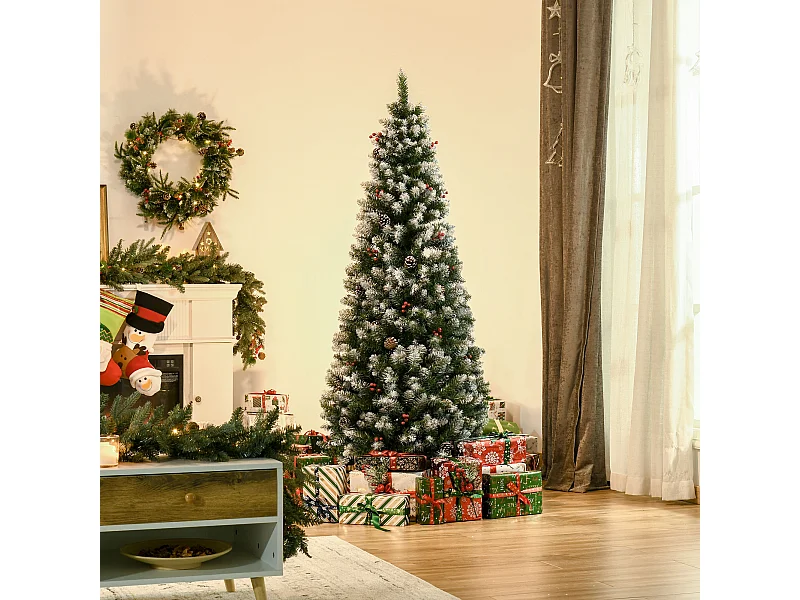 Albero di natale innevato artificiale da 180cm base pieghevole