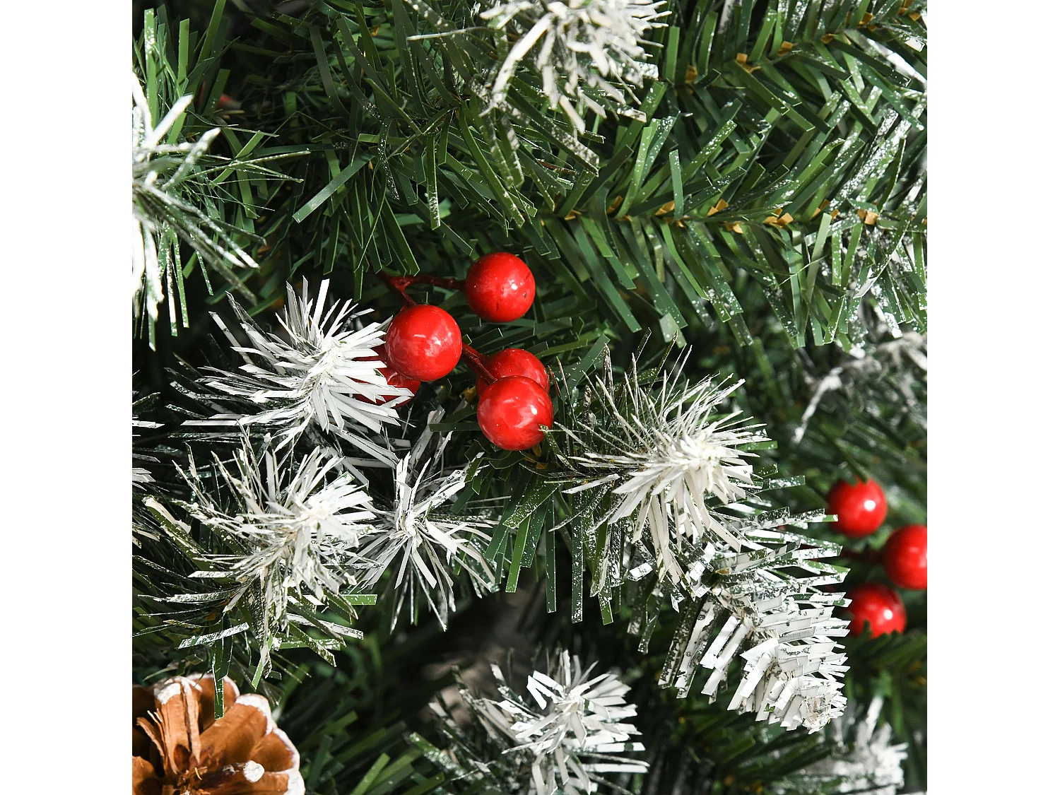Albero di natale innevato artificiale da 180cm base pieghevole