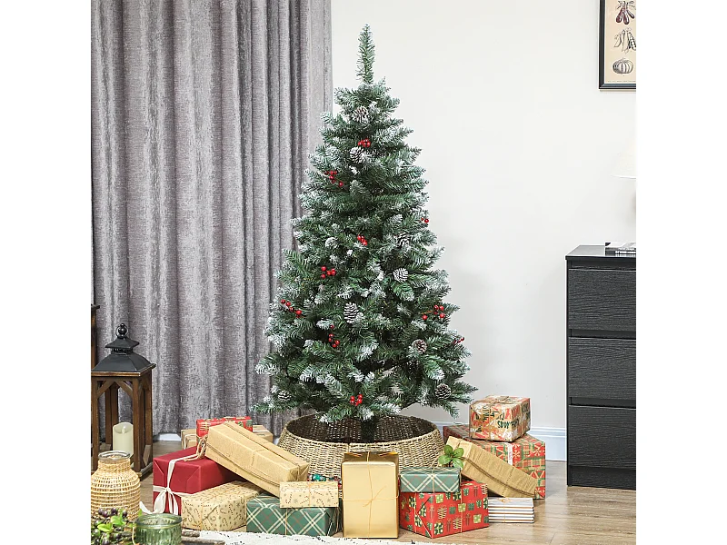 Albero di natale alto 150 cm con 398 rami pigne e bacche decorative