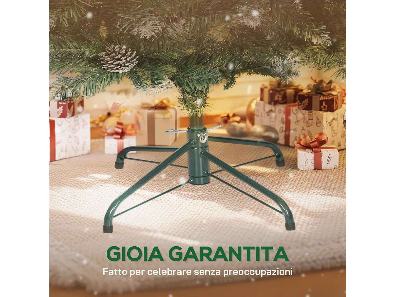 Albero di natale alto 150 cm con 398 rami pigne e bacche decorative