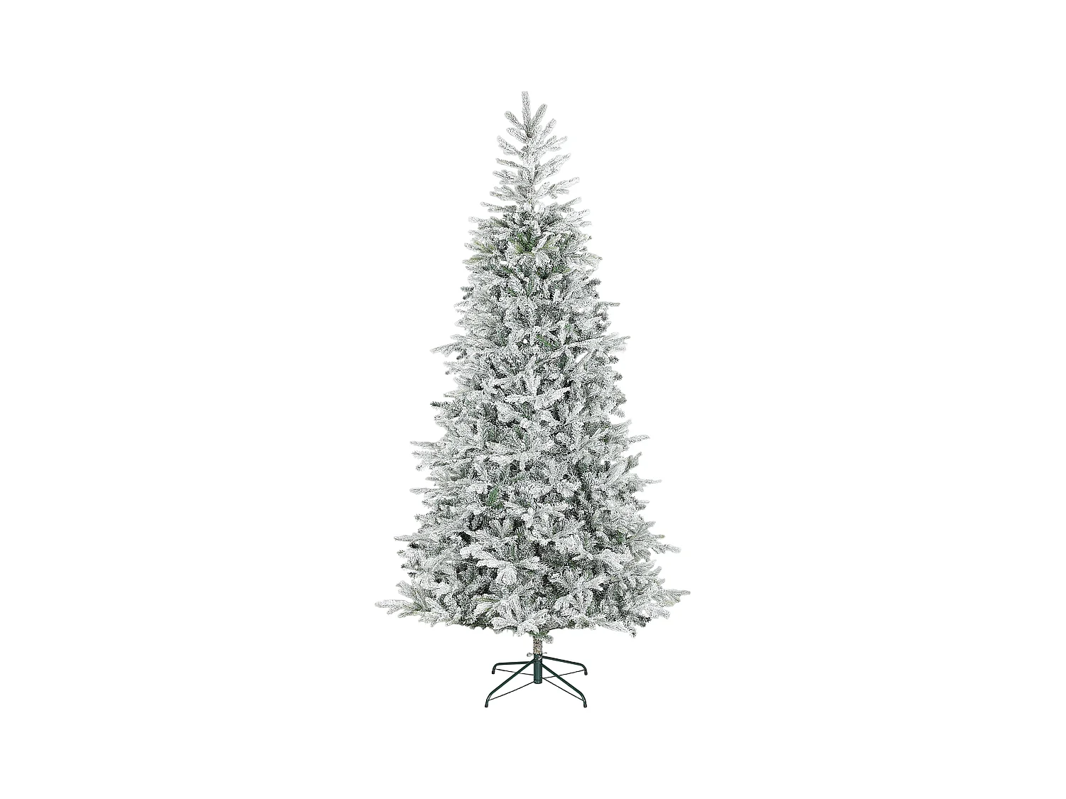 Albero di natale 210 cm innevato con base in metallo pieghevole