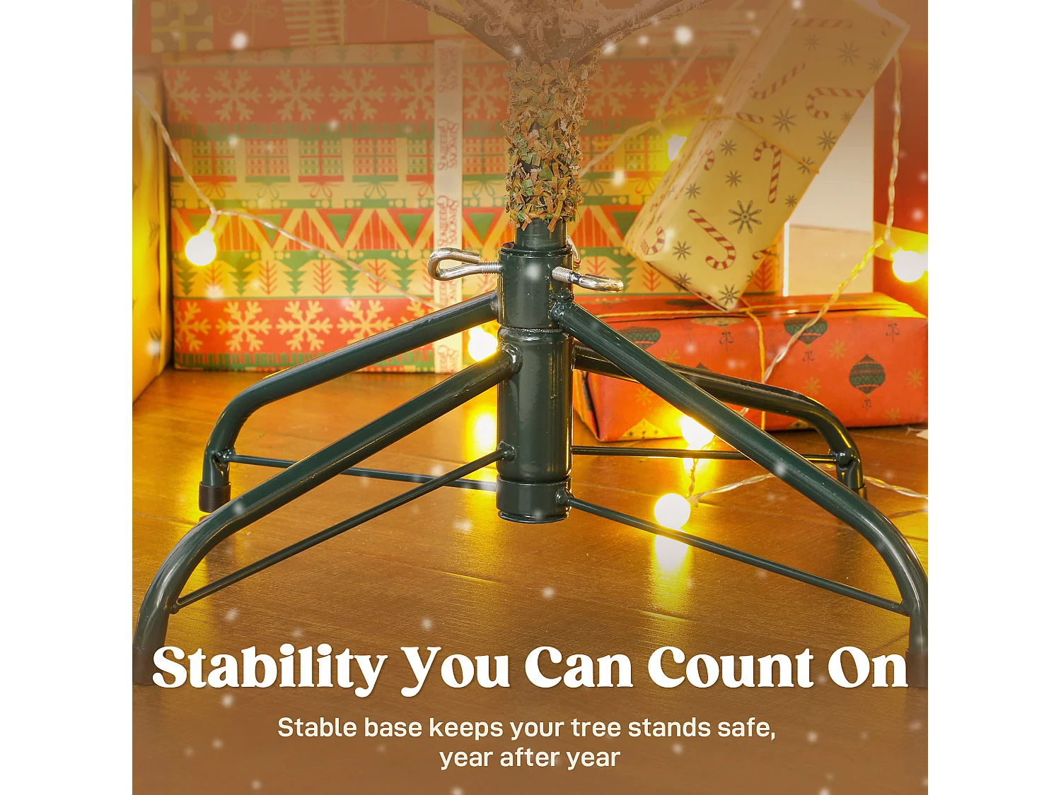 Albero di natale 210 cm innevato con base in metallo pieghevole