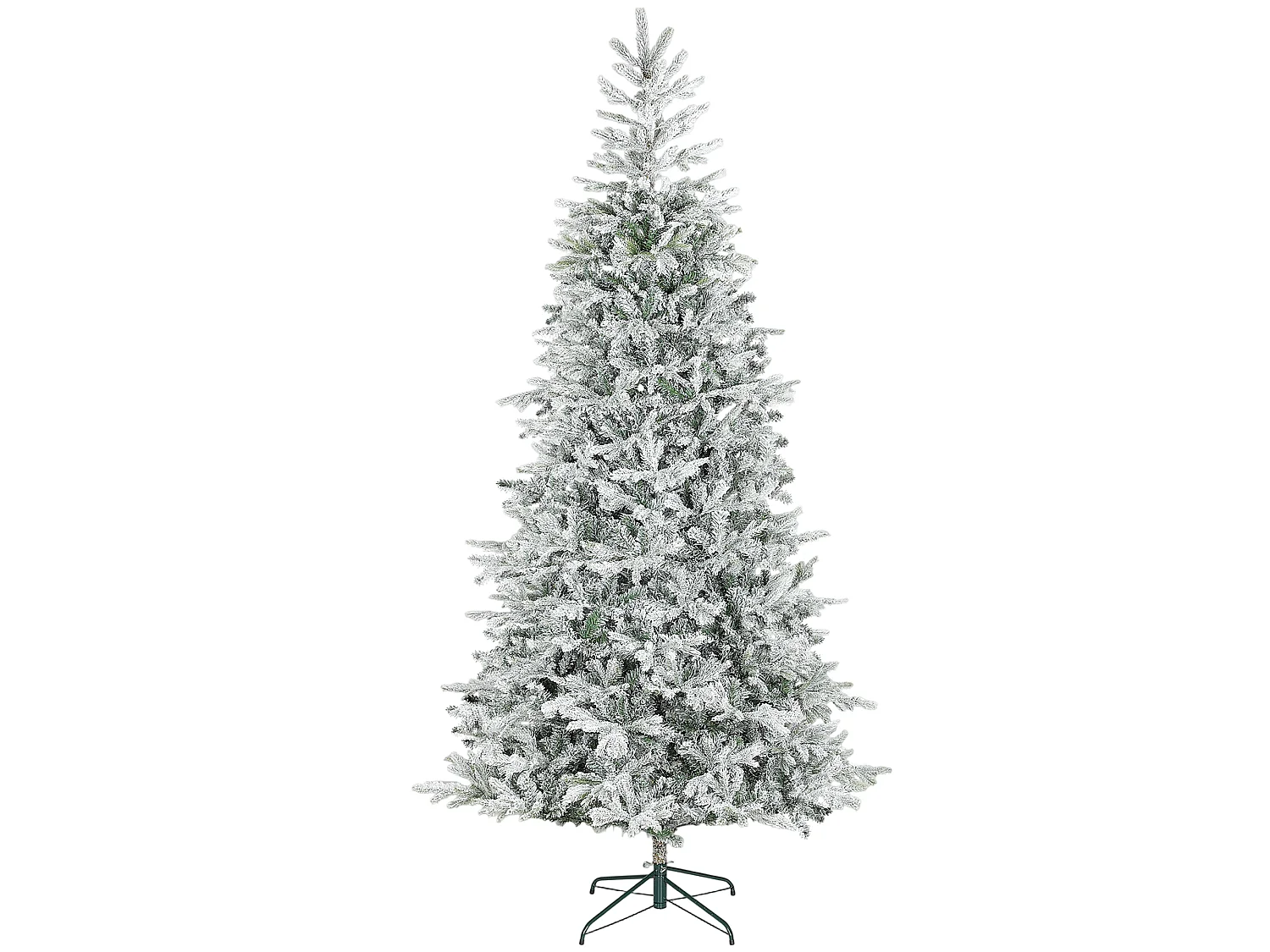Albero di natale 210 cm innevato con base in metallo pieghevole