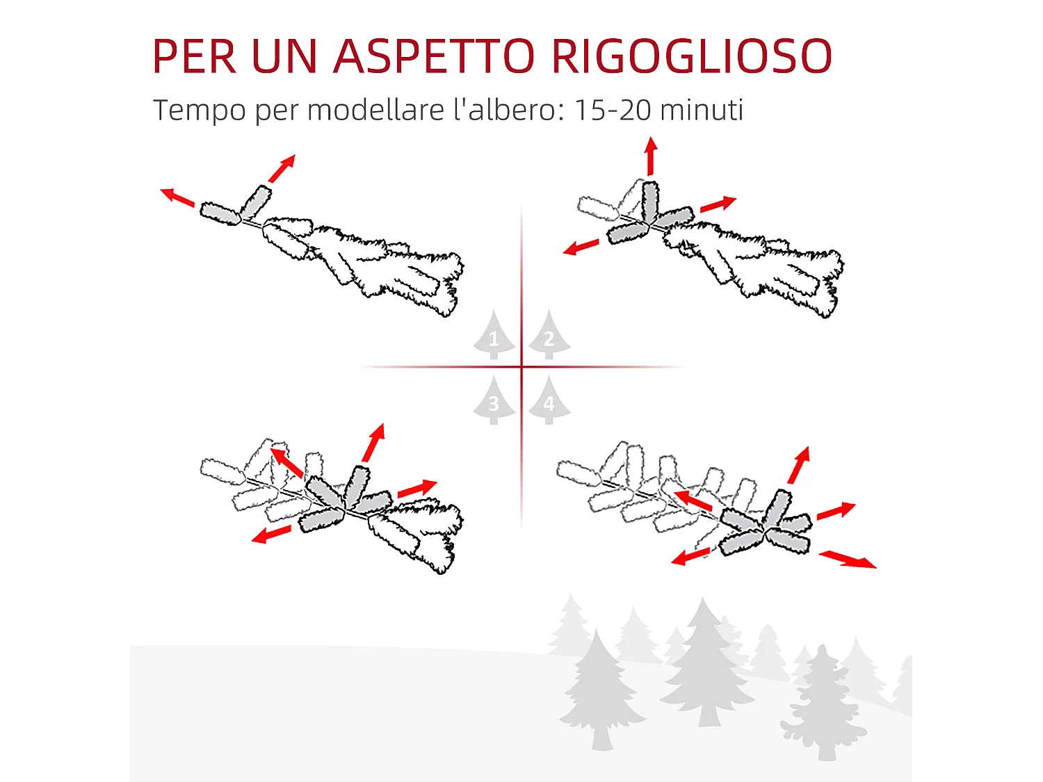 Albero di natale artificiale da 416 rami in pet e metallo verde
