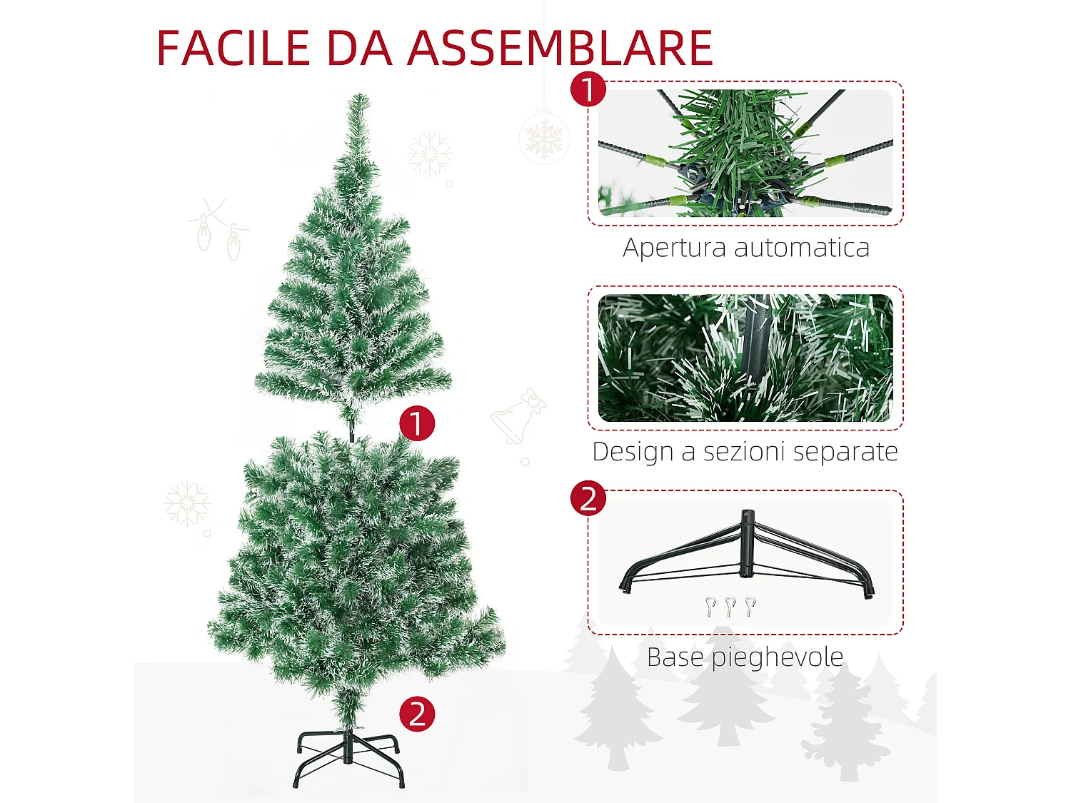 Albero di natale artificiale da 416 rami in pet e metallo verde