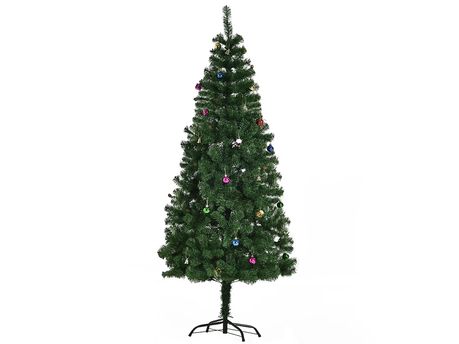 Albero di natale con addobbi e rami in pvc verde