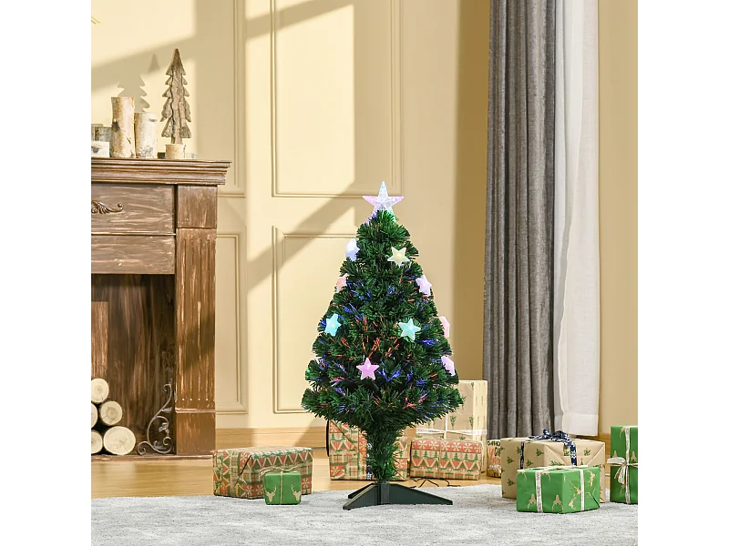 Albero di natale artificiale 90cm a fibre ottiche e 12 luci led