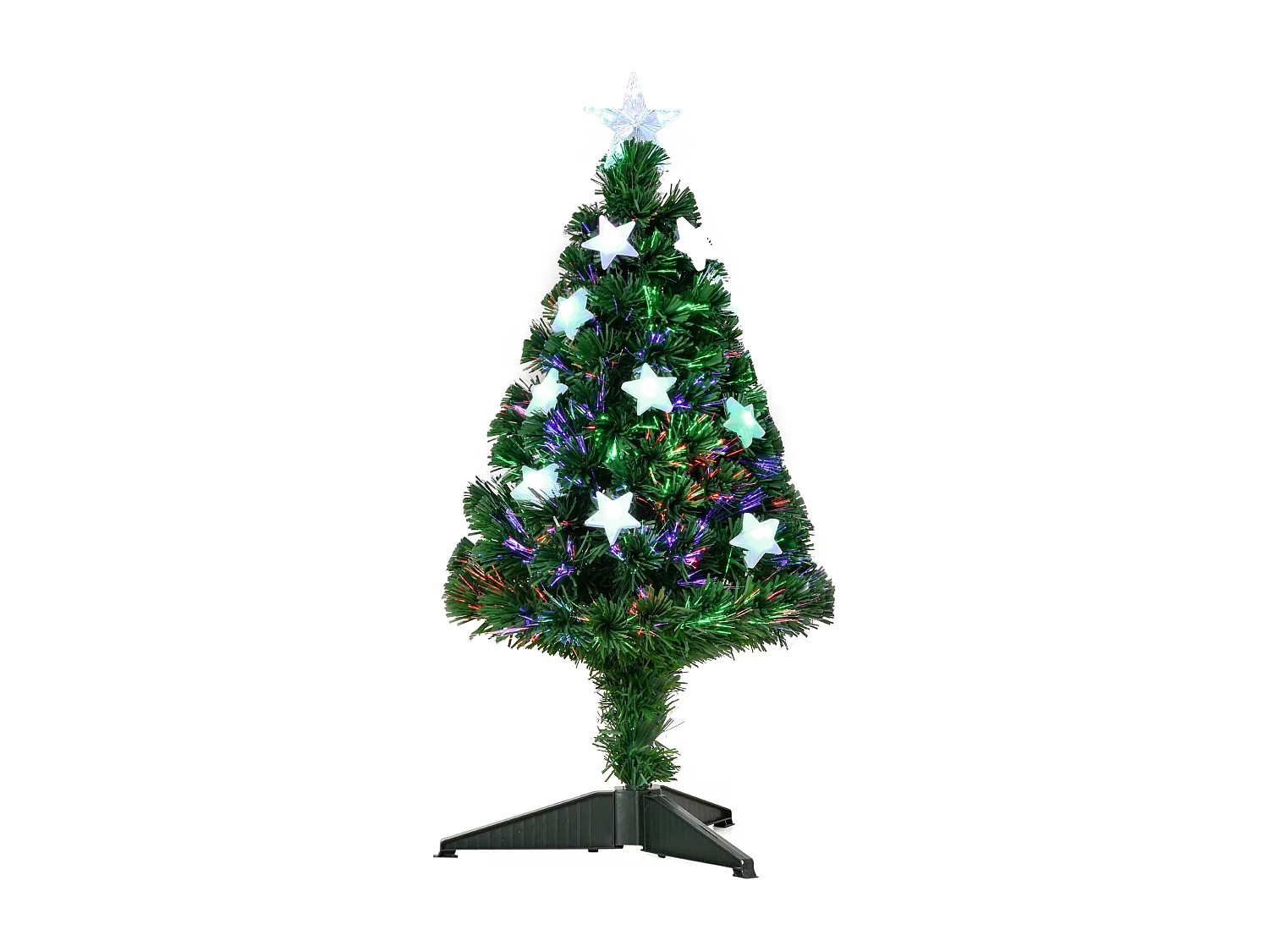 Albero di natale artificiale 90cm a fibre ottiche e 12 luci led