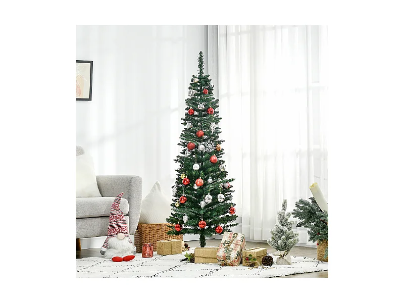 Albero di natale alto 150cm con base in plastica verde