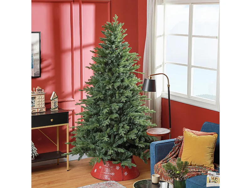 Albero di natale 210 cm verde artificiale con base in metallo