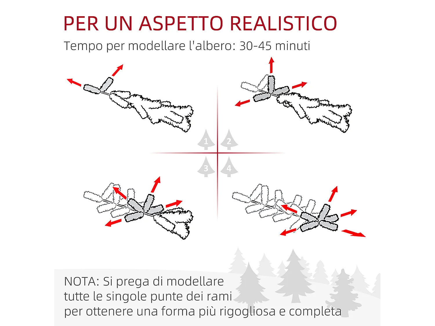 Albero di natale 210 cm verde artificiale con base in metallo