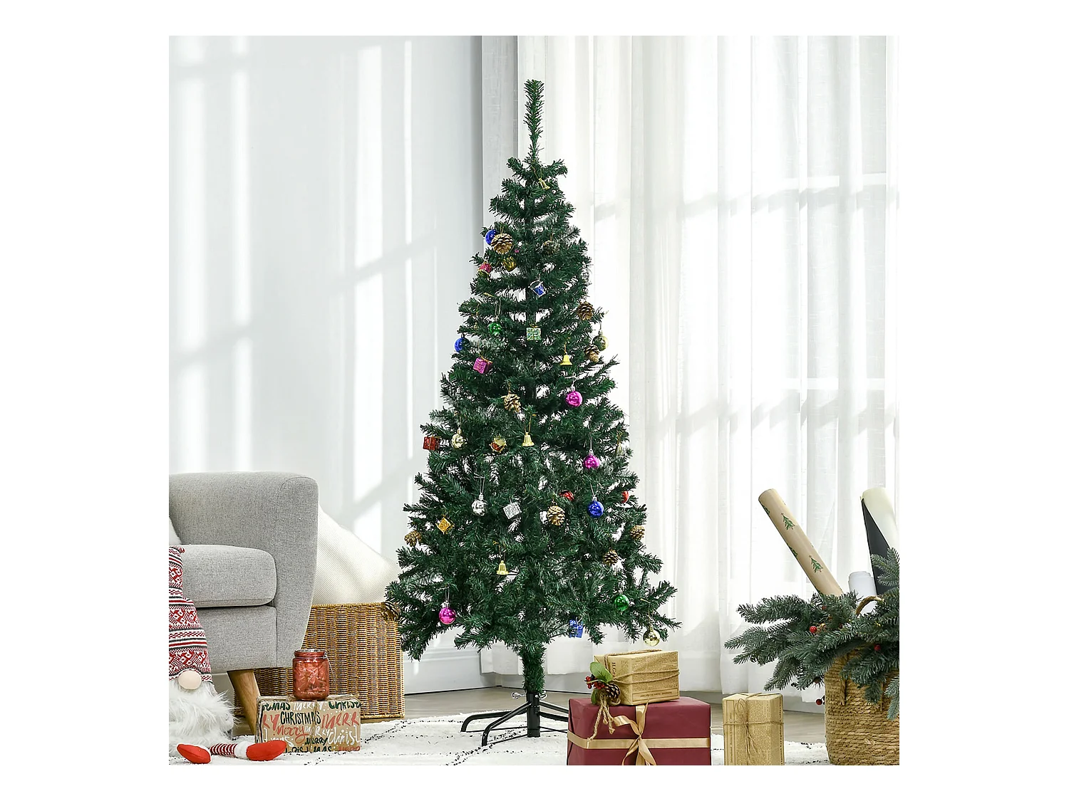 Albero di natale 150cm con 420 rami in pvc ignifughi verde