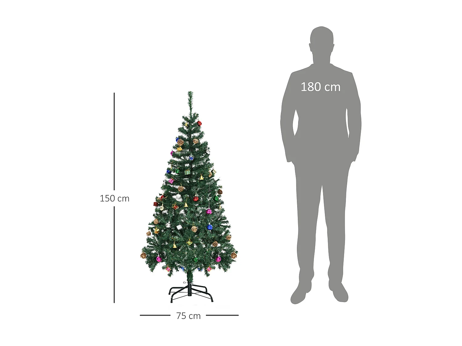 Albero di natale 150cm con 420 rami in pvc ignifughi verde