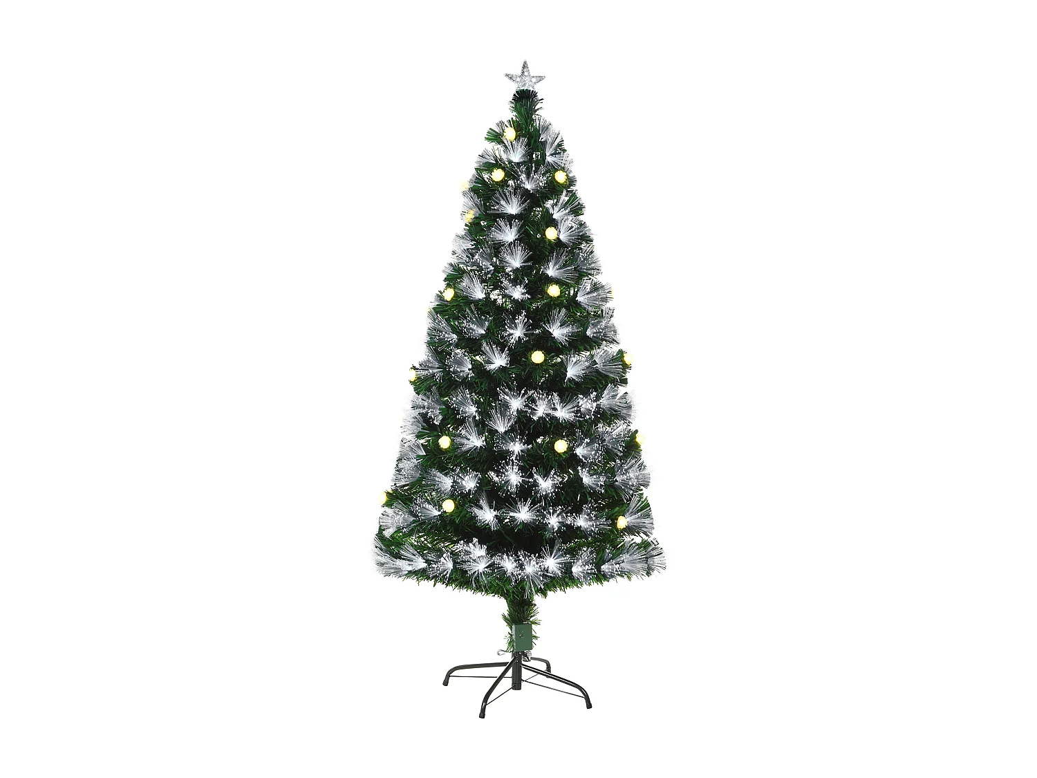 Albero di natale artificiale rami e fibre ottiche in pvc verde