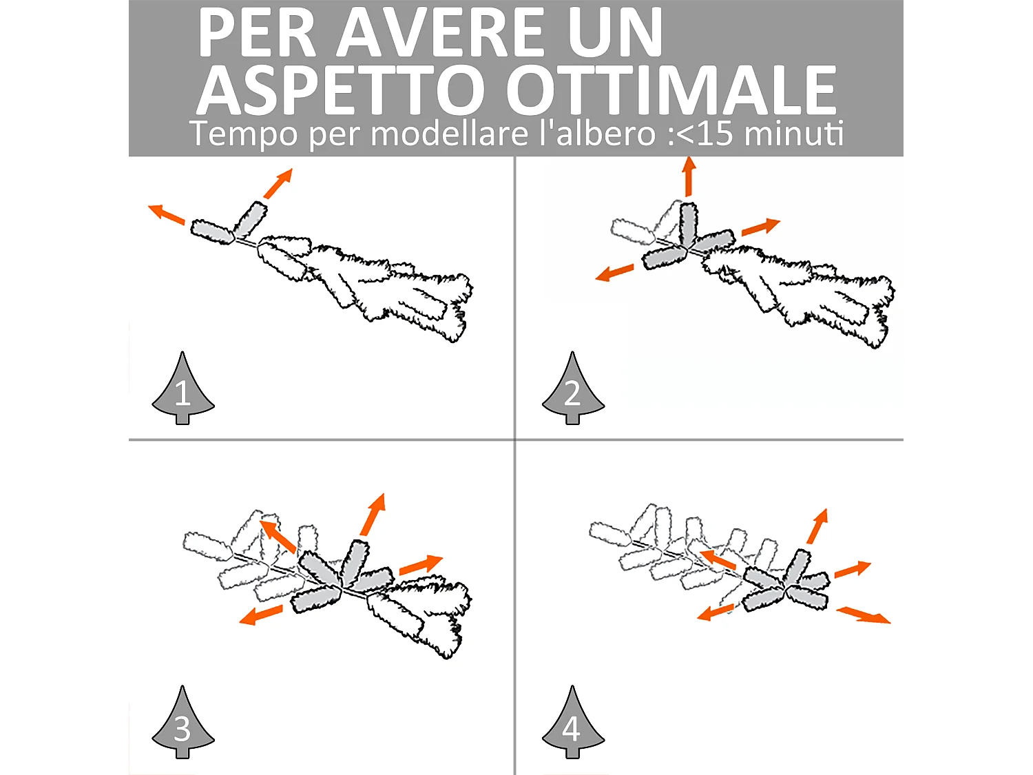 Albero di natale artificiale rami e fibre ottiche in pvc verde