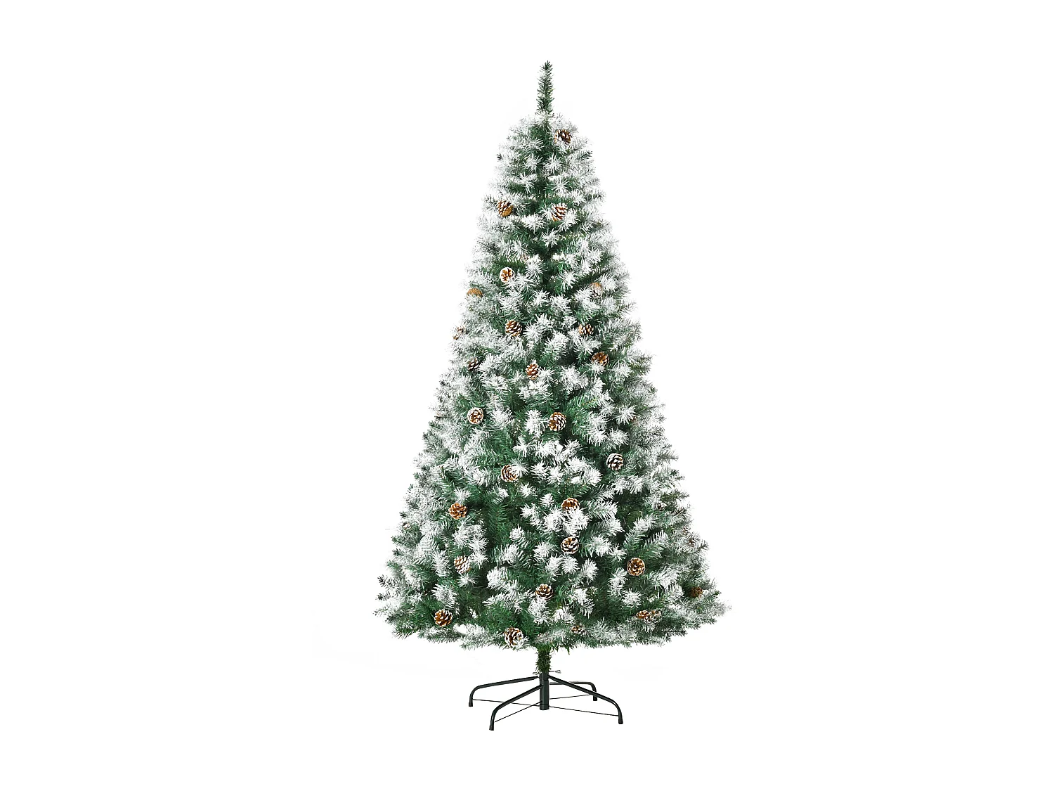 Albero di natale artificiale innevato alto 180cm con pigne