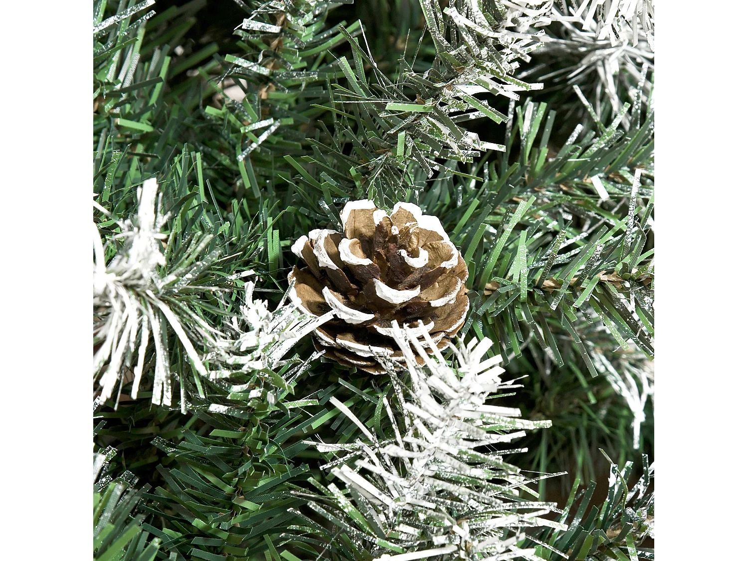 Albero di natale artificiale innevato alto 180cm con pigne