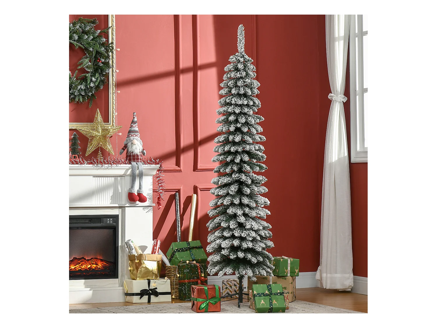 Albero di natale innevato con 395 rami 46x46x180cm verde