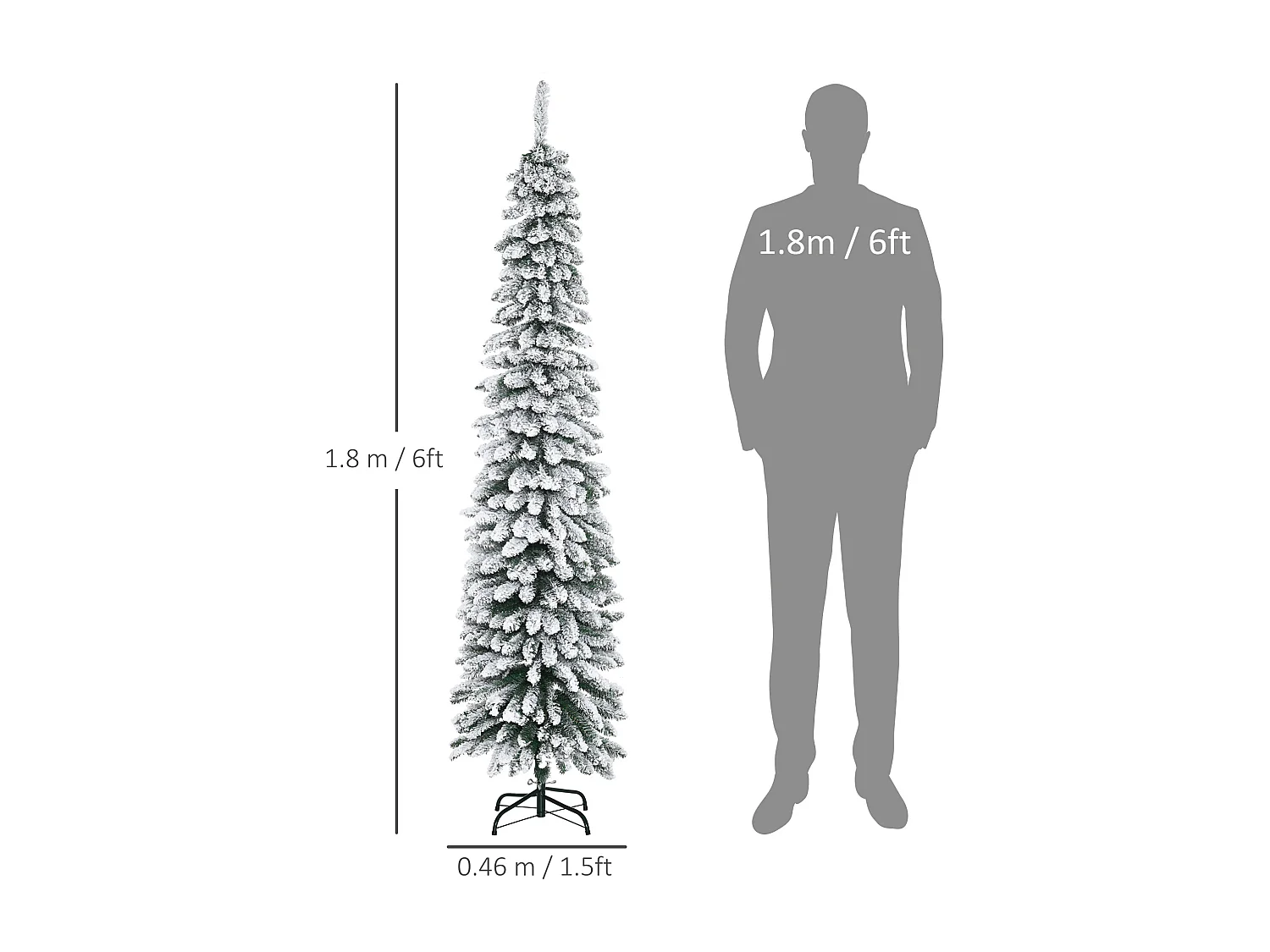 Albero di natale innevato con 395 rami 46x46x180cm verde