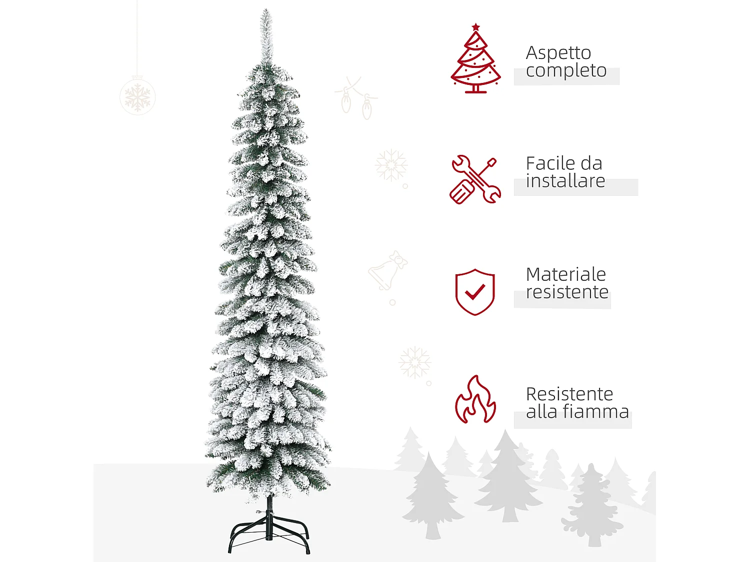 Albero di natale innevato con 395 rami 46x46x180cm verde