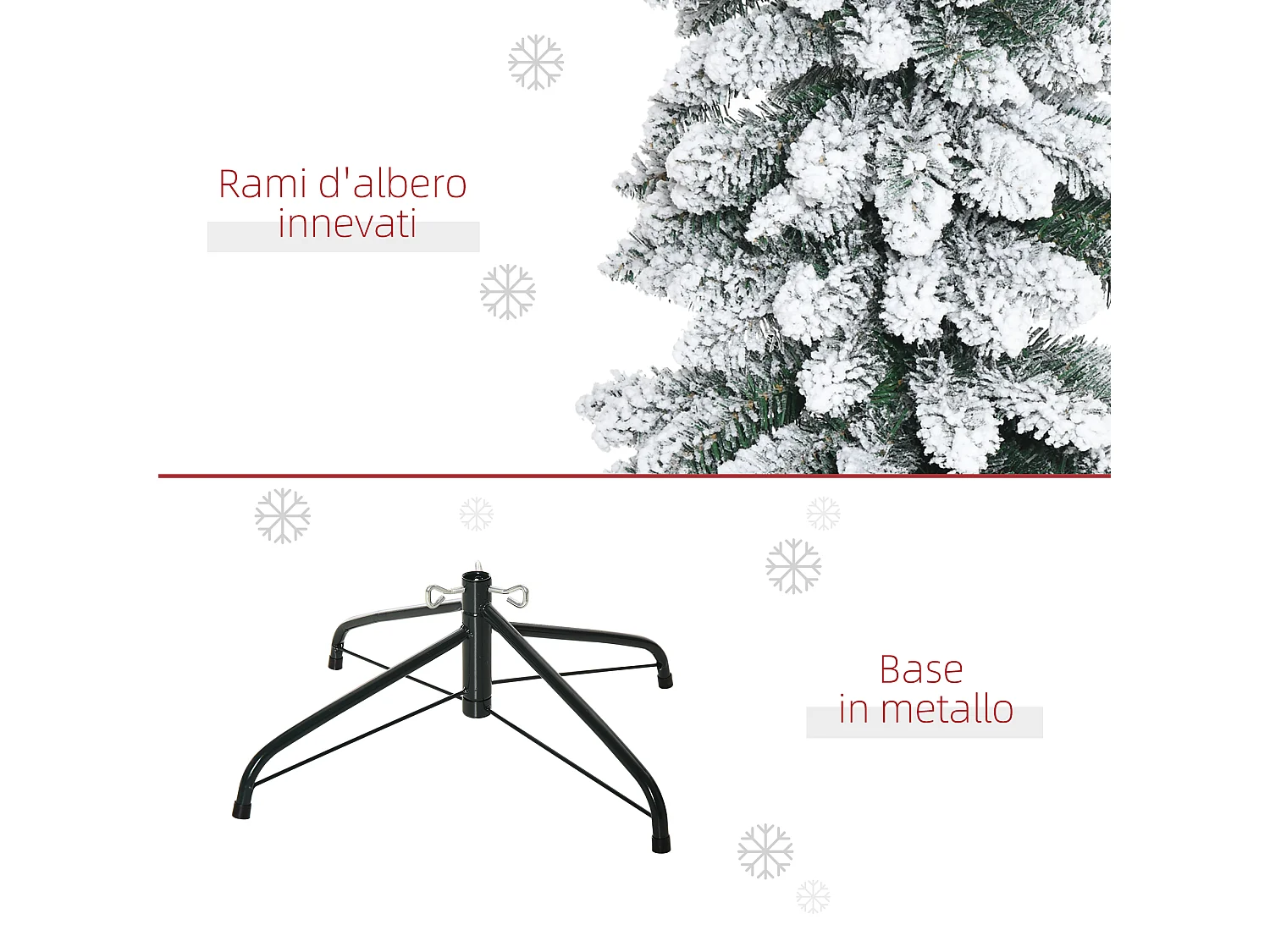 Albero di natale innevato con 395 rami 46x46x180cm verde