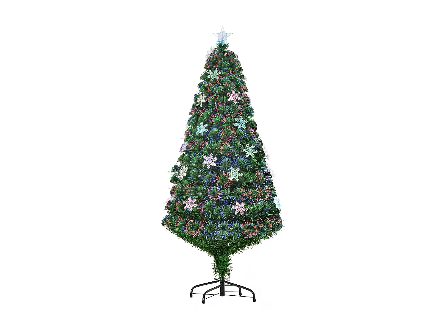 Albero con decorazioni a forma di fiocco di neve in pvc verde