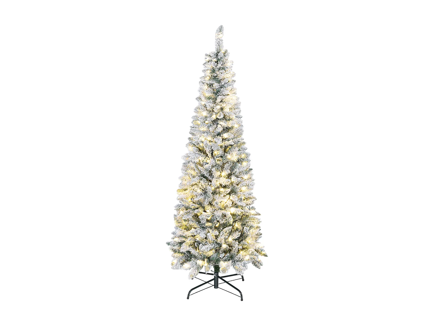 Albero di natale innevato con 180 luci led Ø65x180 cm, verde e bianco