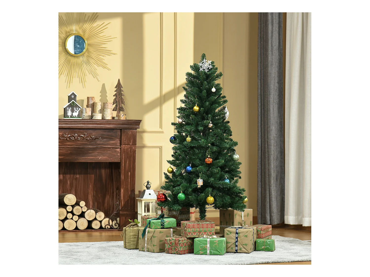 Albero di natale artificiale in pvc con base 454 rami φ75x150cm