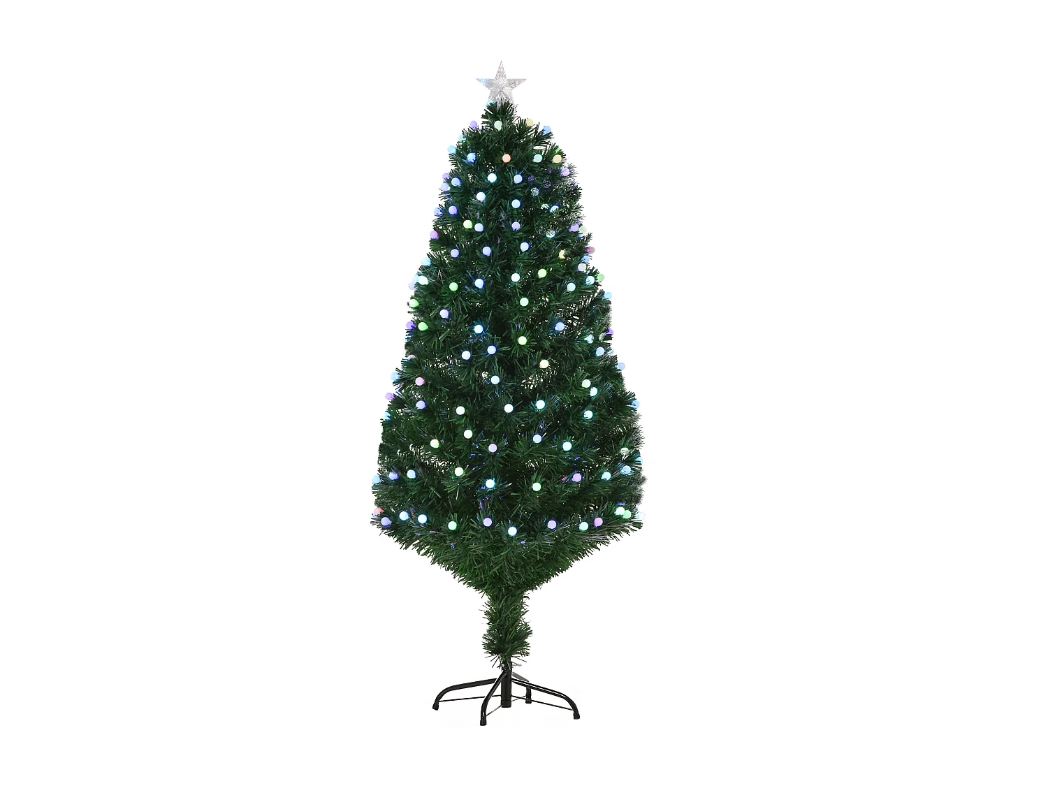 Albero di natale da 150cm 170 luci led fibre ottiche multicolor