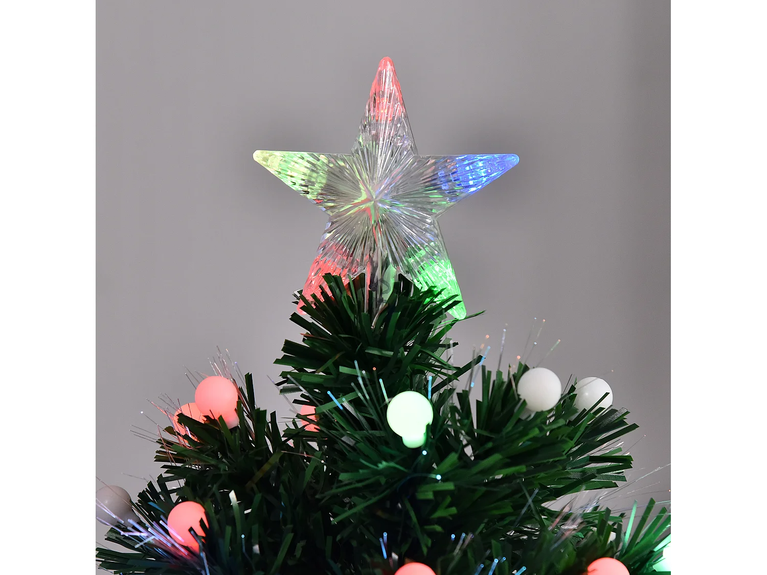 Albero di natale da 150cm 170 luci led fibre ottiche multicolor