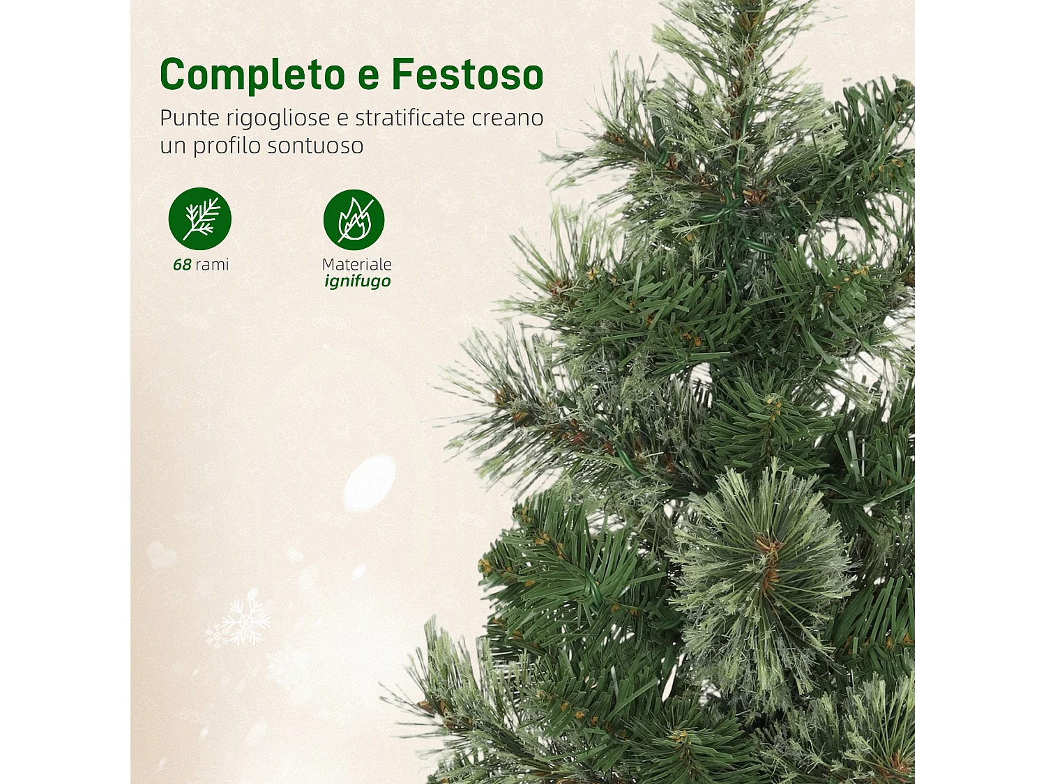 Mini albero di Natale alto 60 cm con luci led bianche e rami ignifughi