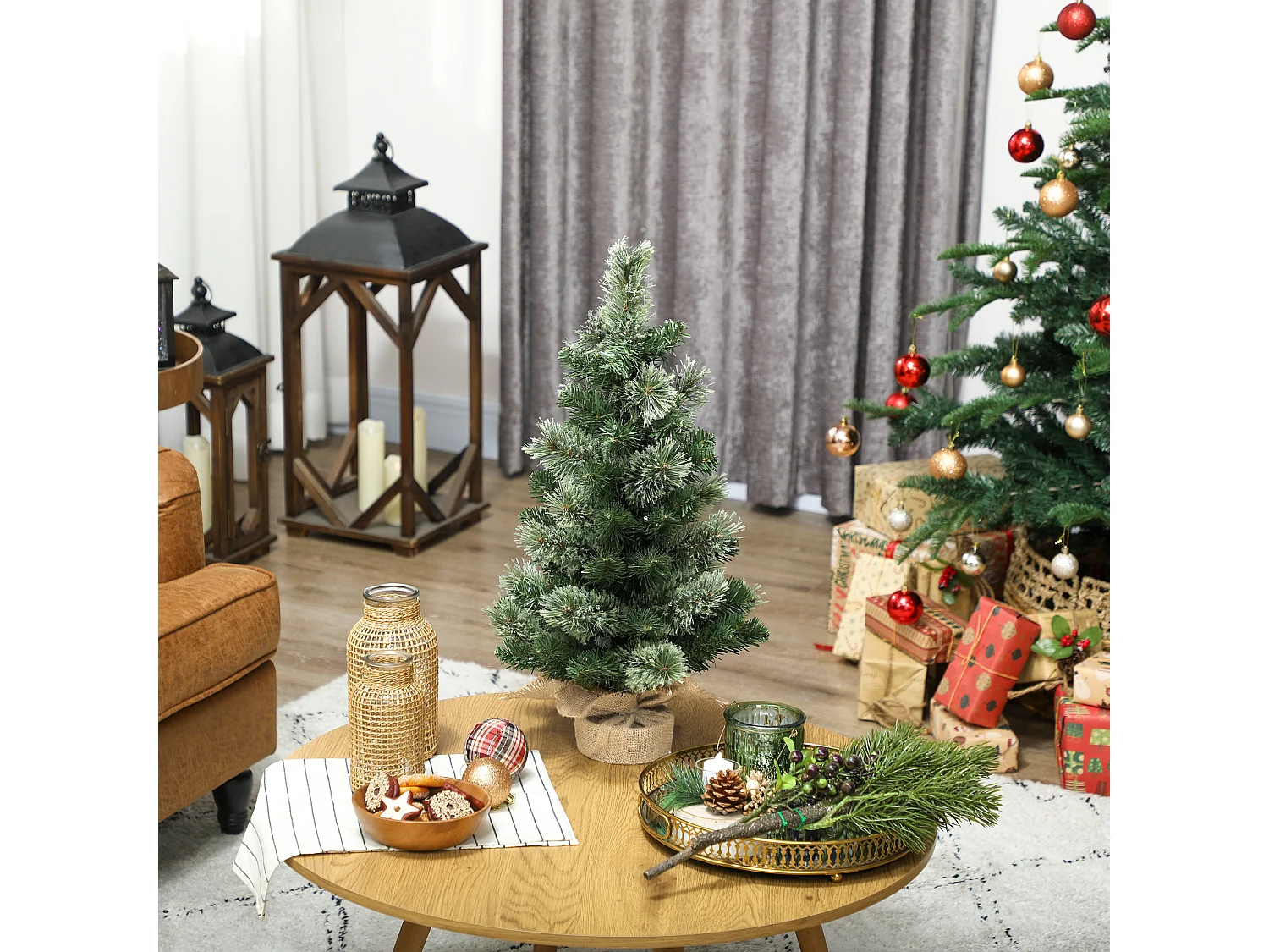 Mini albero di Natale alto 60 cm con luci led bianche e rami ignifughi