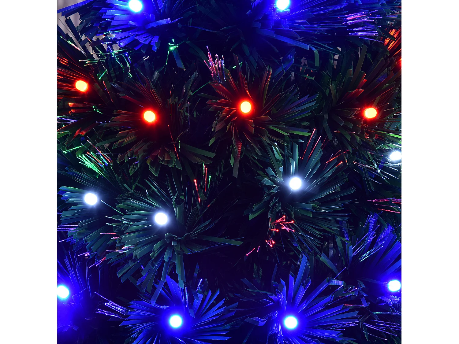 Albero di natale alto 90cm in pvc 90 luci led e fibre ottiche