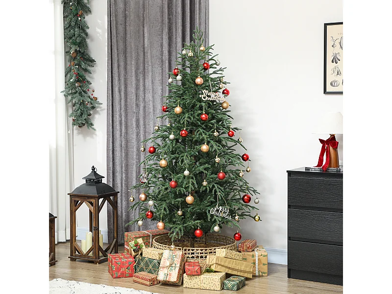 Albero di natale artificiale alto 180 cm e base in metallo pieghevole