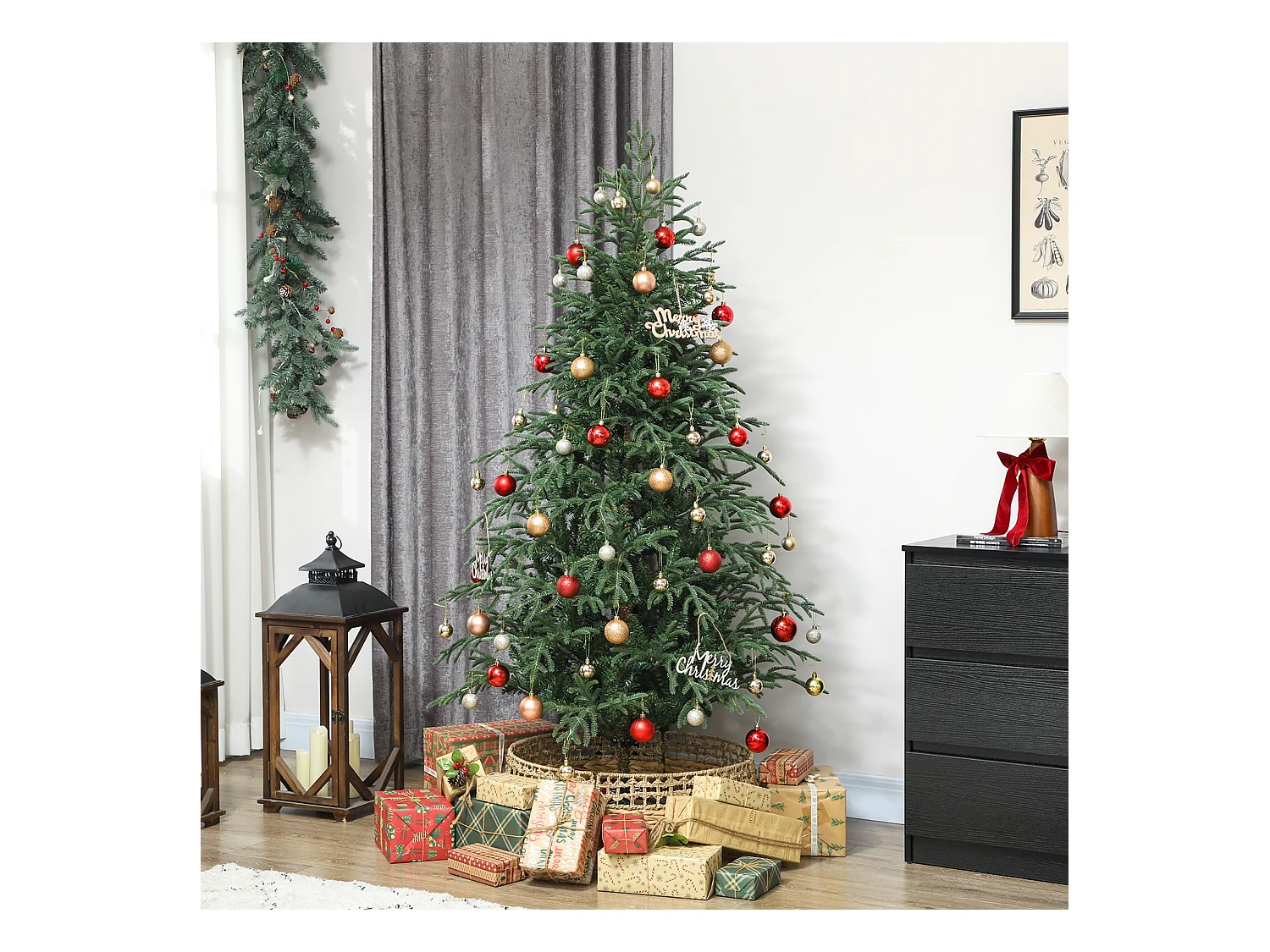 Albero di natale artificiale alto 180 cm e base in metallo pieghevole