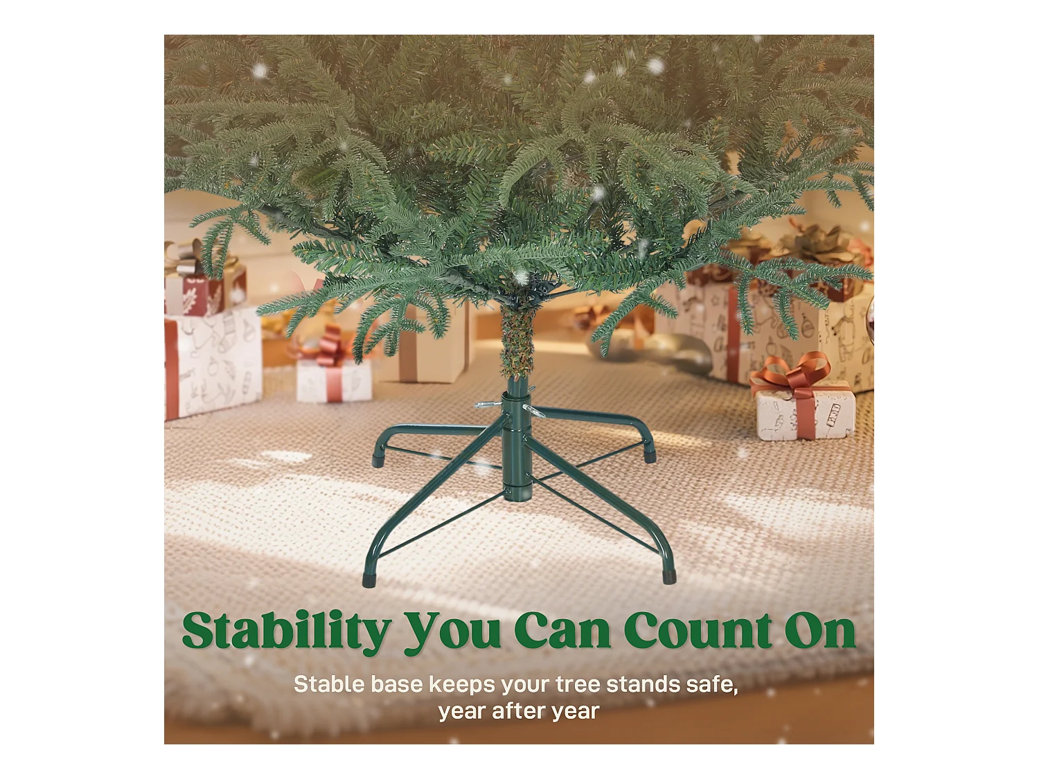 Albero di natale artificiale alto 180 cm e base in metallo pieghevole