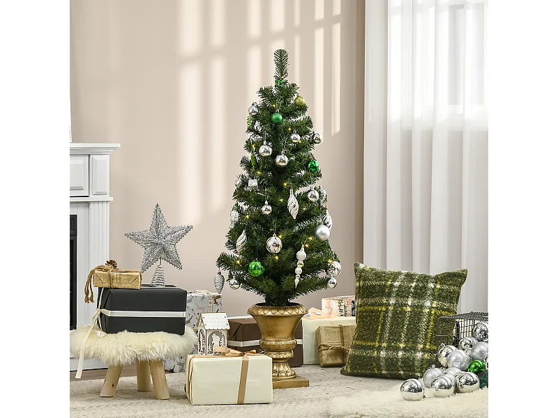 Albero di natale artificiale da 120cm 60 luci led e 140 rami