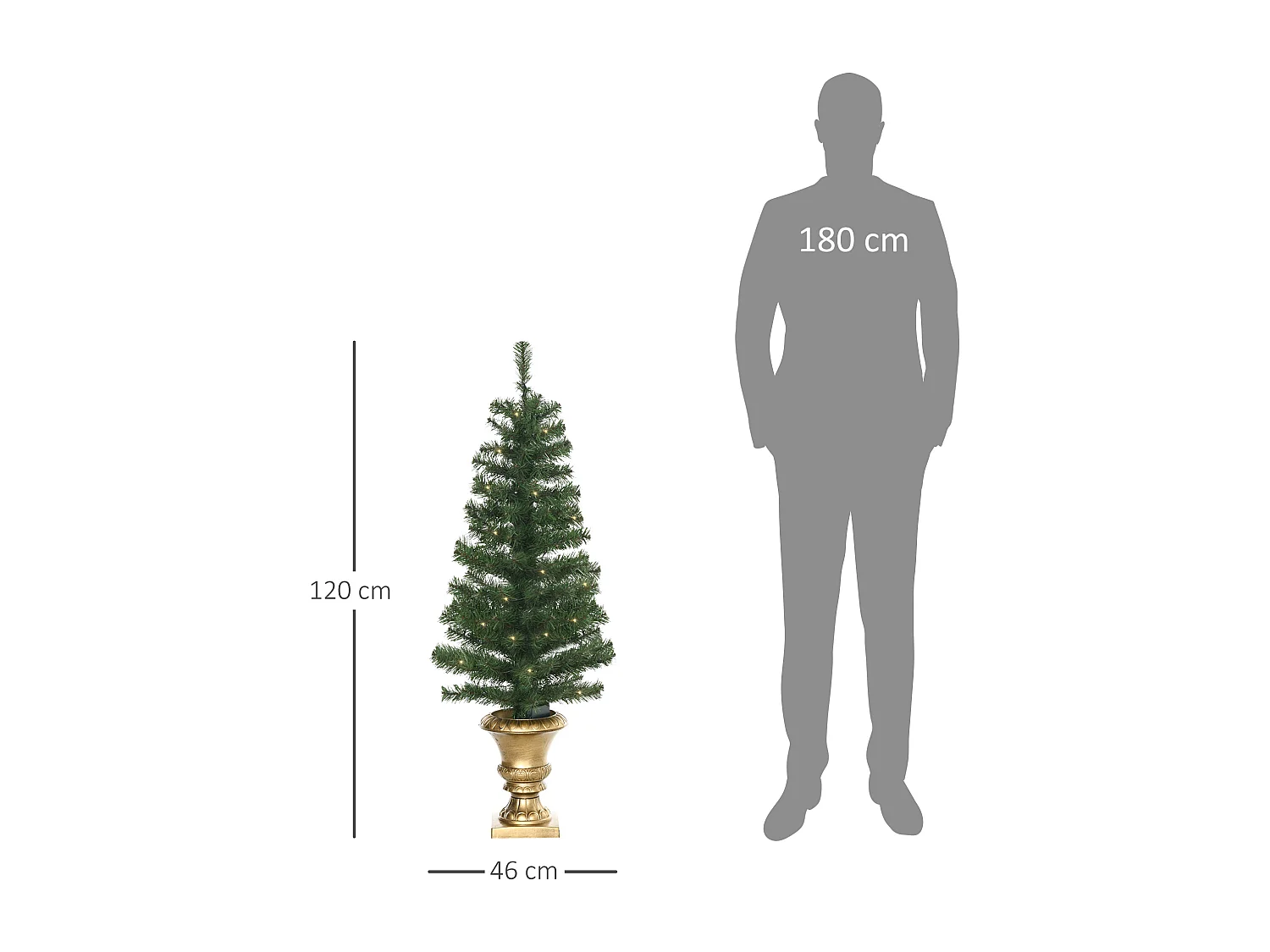 Albero di natale artificiale da 120cm 60 luci led e 140 rami