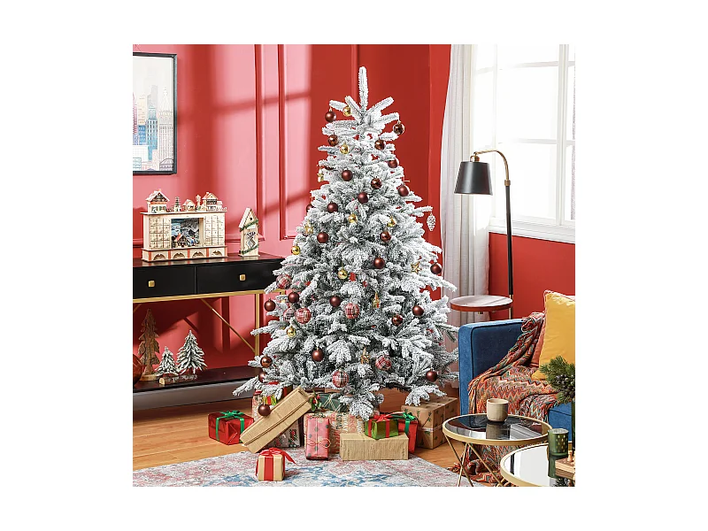 Albero di natale 180 cm innevato con 1321 rami ignifughi verde