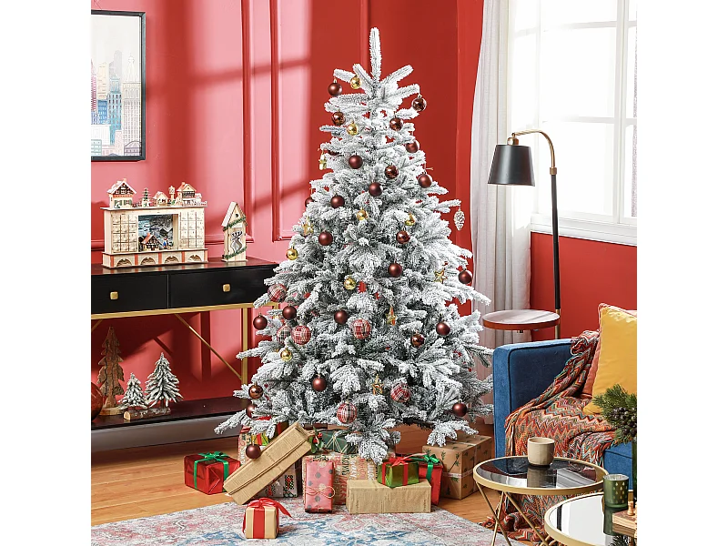 Albero di natale 180 cm innevato con 1321 rami ignifughi verde