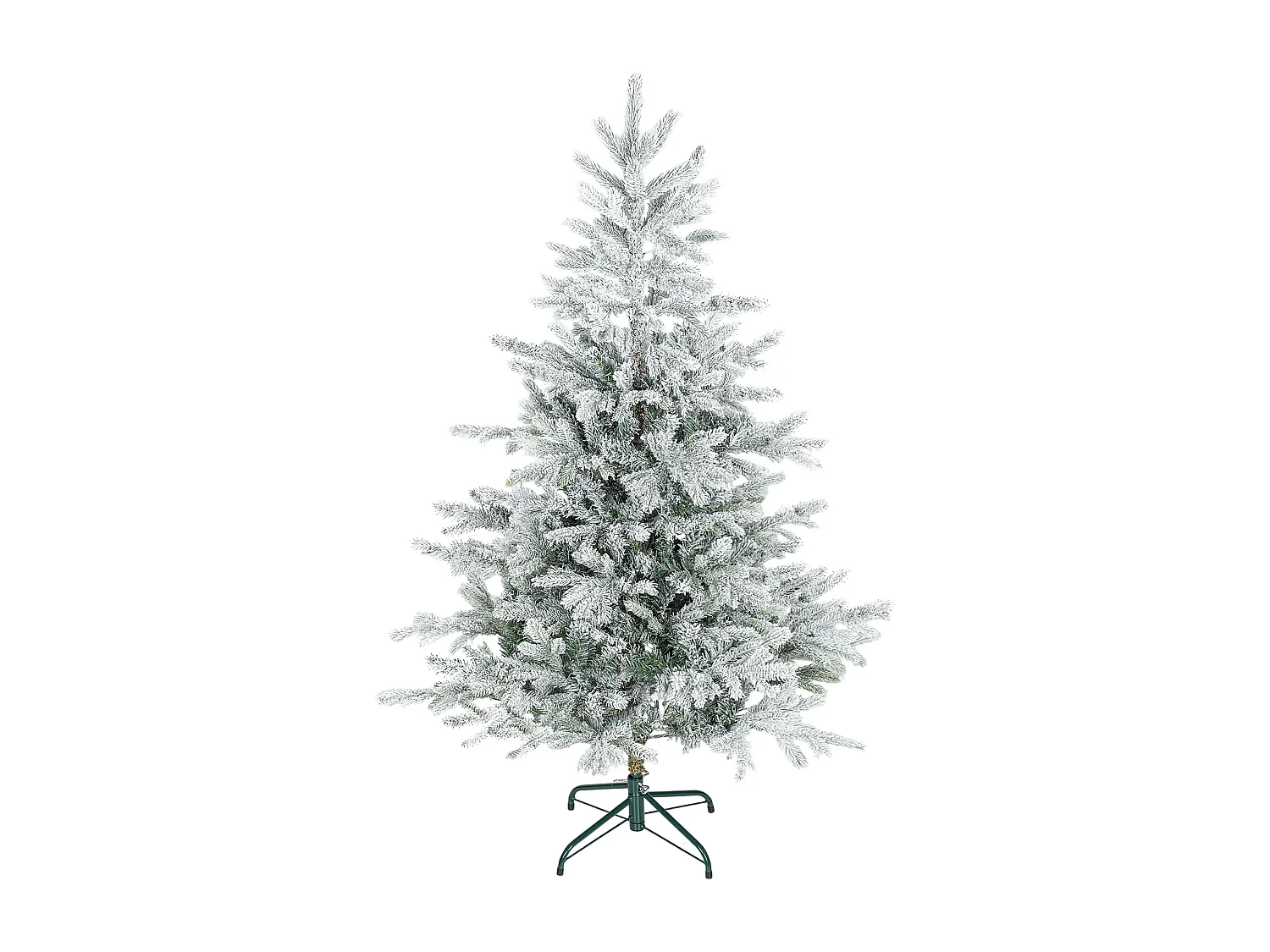 Albero di natale innevato alto 150 cm con base in metallo pieghevole