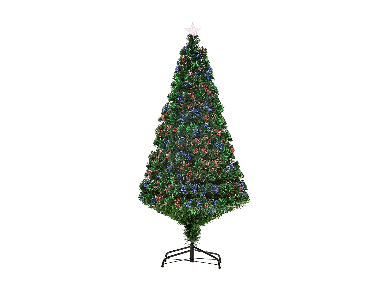 Albero di natale artificiale con fibre ottiche e led in pvc verde