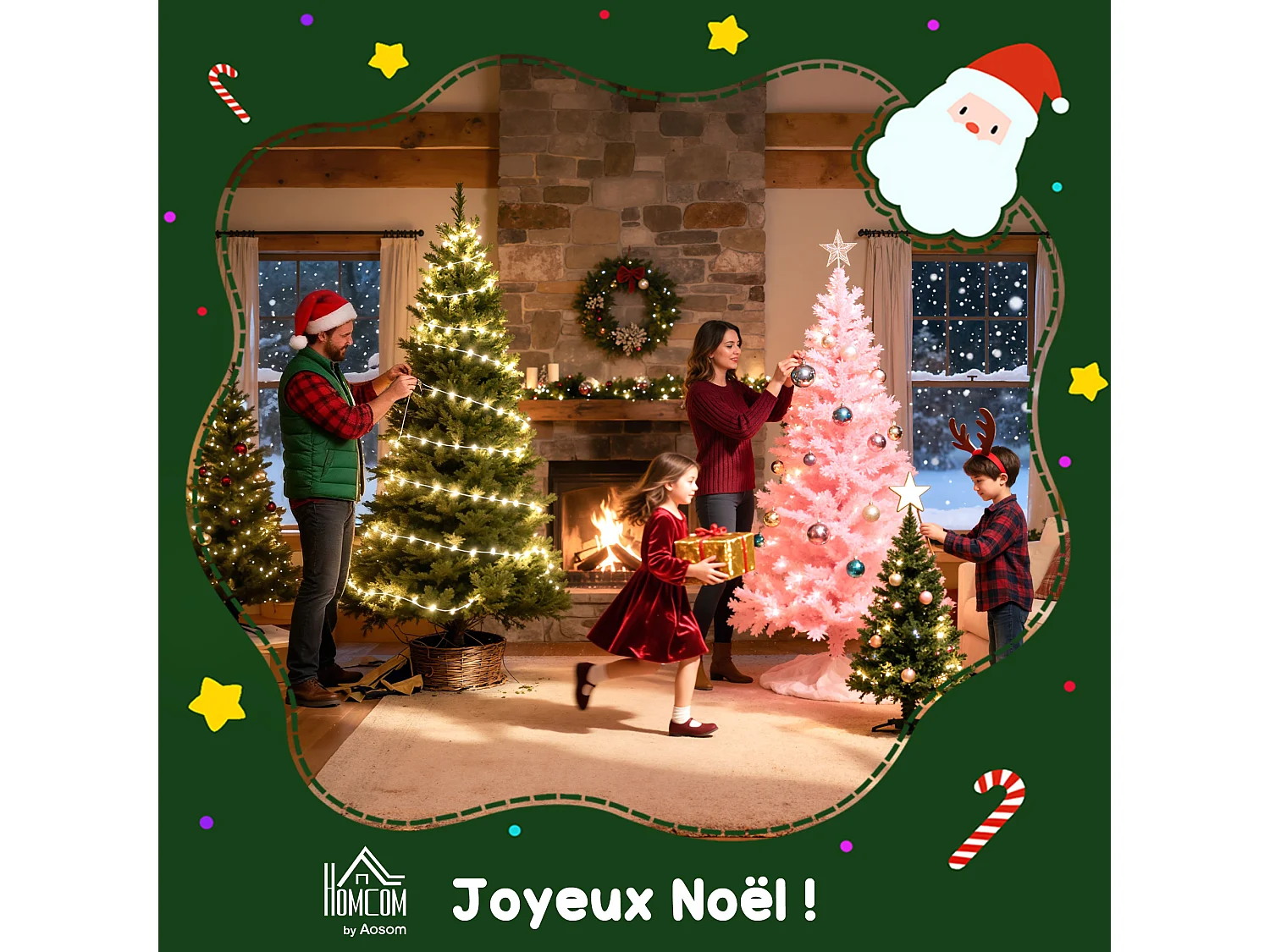 Albero di natale artificiale con fibre ottiche e led in pvc verde