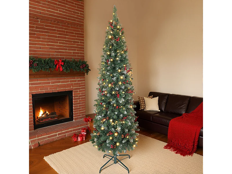 Albero di natale illuminato con 200 luci led e 461 rami Ø65x180 cm