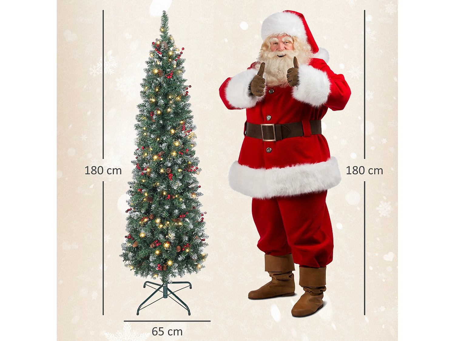 Albero di natale illuminato con 200 luci led e 461 rami Ø65x180 cm