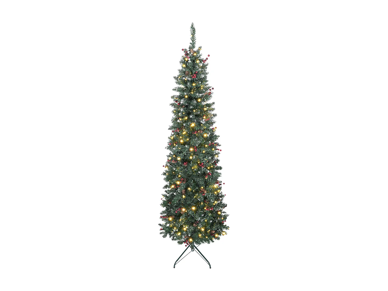 Albero di natale illuminato con 300 luci led e 656 rami Ø75x210 cm